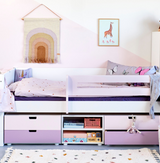 Ariel Kinderbett mit Schubladen und Regal