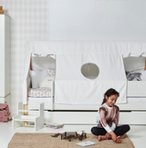 Fulla Kinderhausbett mit Buchenrahmen und Baumwollhimmel