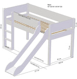 Halbhohes Bett für Bett mit Rutsche - Pavo