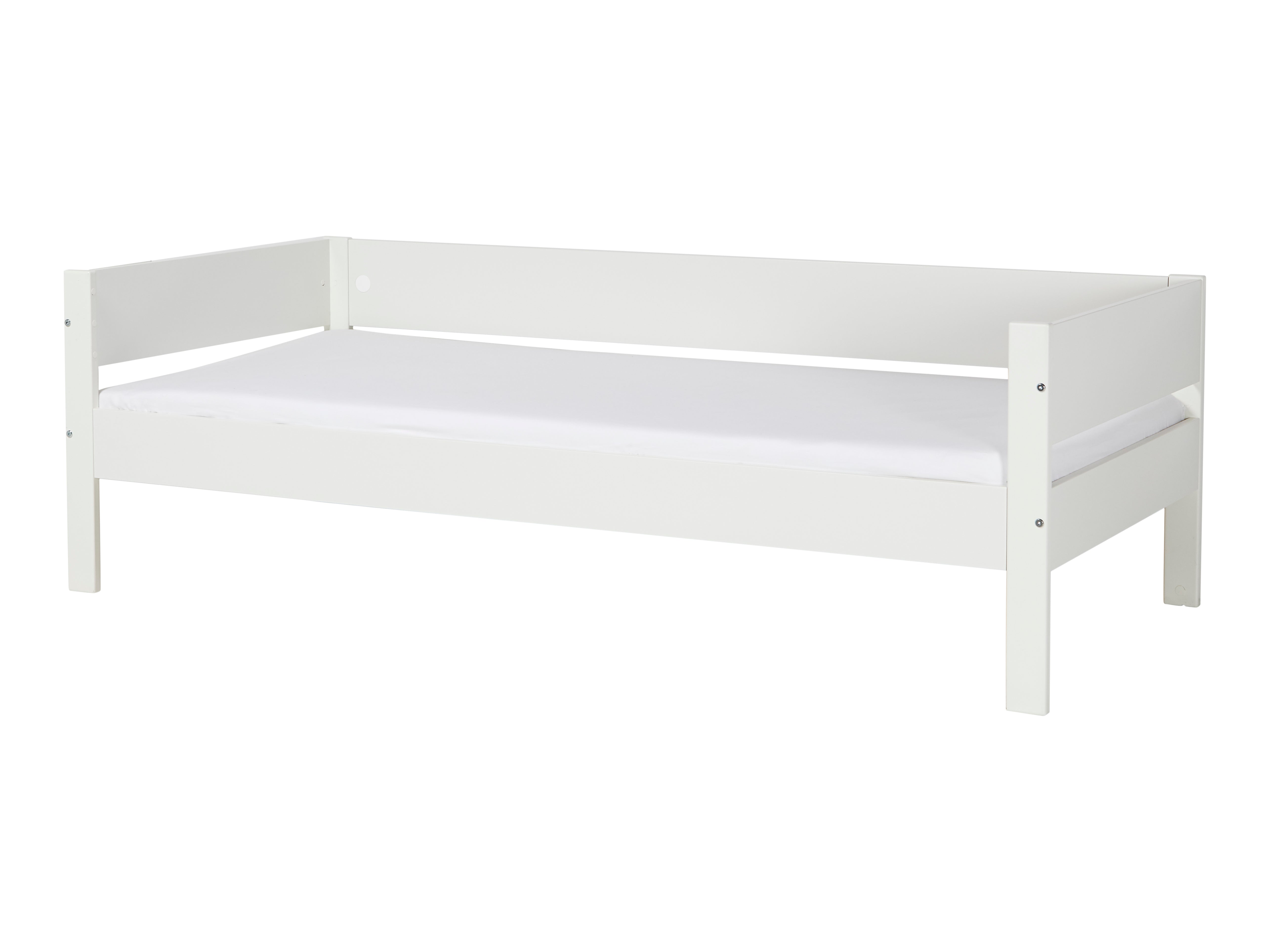 Huxie basisseng uden lamelbund med hvid ramme set forfra