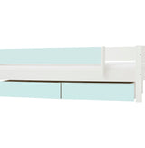 Huxie weißes, halbhohes Kinderbett – optional mit farbigem Absturzsicherung