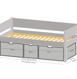 Nanna børneseng med høje skuffer