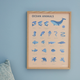 Læringsplakat til børn "Ocean animals" - inkl. egetræsramme