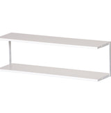 Bild kaufen – Gefion Hochbett mit "sky blue" Schreibtischplatte und Regalbretter