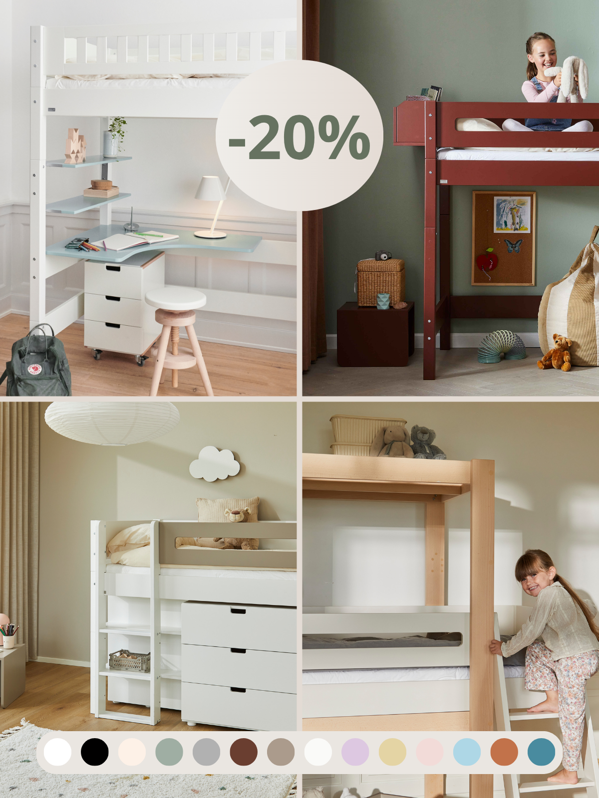 Sparen Sie 20 % auf alle halbhohen und hohen Betten