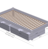 Ull seng dimensioner med skuffer i cm
