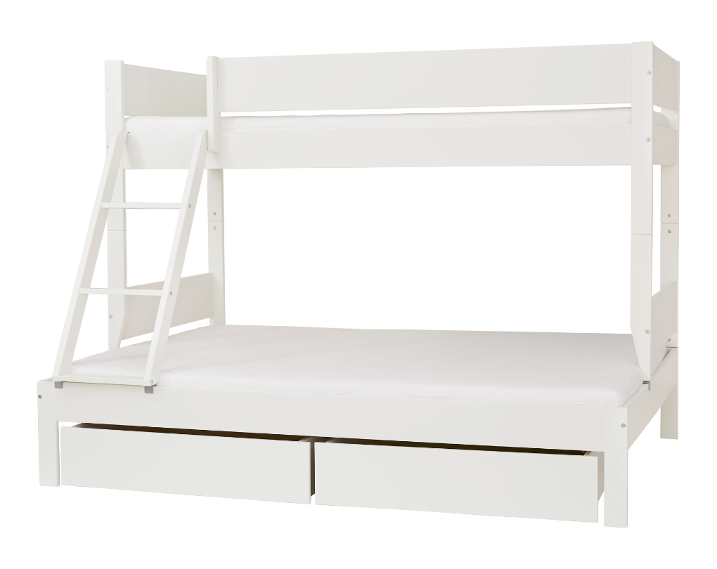 Hvid Huxie Asvid familieseng med stige og underskuffer