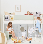 Mari halvhøj børneseng med skråstige - height children's bed with angled ladder - Cafélatte - 55 - 90*160cm