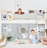 Halbhohes Kinderbett Mari mit schräger Leiter