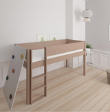 Borr halbhohes Kinderbett mit Kletterwand - Hochbett mit Kletterwand - 90*160cm - Cafélatte - 55