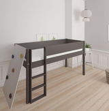 Borr halbhohes Kinderbett mit Kletterwand - Hochbett mit Kletterwand - 90*200cm - Anthrazit - 2