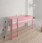 Borr halbhohes Kinderbett mit Kletterwand - Hochbett mit Kletterwand - 90*160cm - Rose - 30