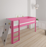 Borr halbhohes Kinderbett mit Kletterwand - Hochbett mit Kletterwand - 90*200cm - Rosa - 32