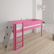 Borr halbhohes Kinderbett mit Kletterwand - Hochbett mit Kletterwand - 90*200cm - Rosa - 32
