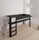 Borr halbhohes Kinderbett mit Kletterwand - Hochbett mit Kletterwand - 90*160cm - Schwarz - 39
