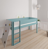 Borr halbhohes Kinderbett mit Kletterwand - Hochbett mit Kletterwand - 90*200cm - Petrol - 40